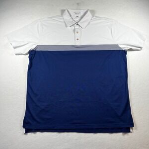 Peter Millar Summer Comfort Polo Shirt XXL Mens Blue White Colorblock Striped